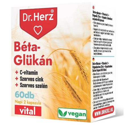 Dr. Herz Béta-Glükán+Szerves Cink,Szelén+C-vitamin 60 db vegan kapszula