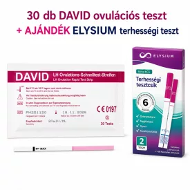   30 DB DAVID OVULÁCIÓS (LH) TESZTCSÍK 20 mIU + ELYSIUM AJÁNDÉK TERHESSÉGI TESZT 2DB-OS