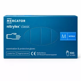   Mercator nitrylex® classic kék orvosi púdermentes nitril kesztyű - ( M ) 100 db