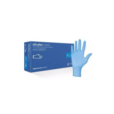 Mercator nitrylex® classic kék orvosi púdermentes nitril kesztyű - M