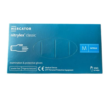 Mercator nitrylex® classic kék orvosi púdermentes nitril kesztyű - ( M ) 100 db