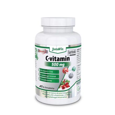 C-vitamin 500mg nyújtott kioldódású + csipkebogyó + D3 vitamin + Cink 45 tabletta