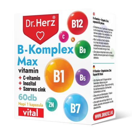 DR HERZ B-KOMPLEX MAX+C-VITAMIN+INOZITOL+SZERVES CINK 60 DB KAPSZULA