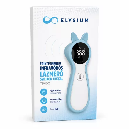 Elysium TP600 érintésmentes infravörös digitális lázmérő szilikon tokkal - Kék