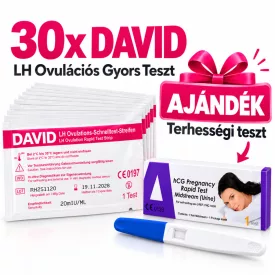   30 db DAVID ovulációs ( LH ) teszt + ajándék terhességi teszt 25 mIU ( Alltest ) 