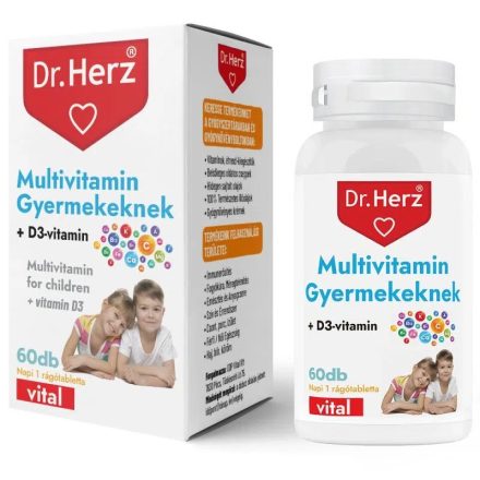 Dr. Herz multivitamin gyerekeknek + D-vitamin rágótabletta – 60db