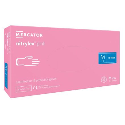Mercator Nitrylex® pink púdermentes nitrill vizsgáló kesztyű 100db M méret