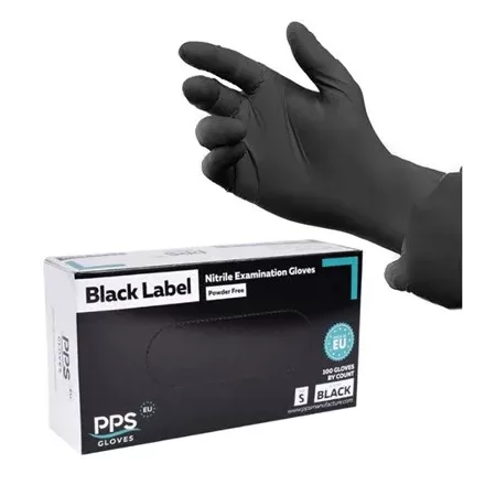 PPS Black Label nitril kesztyű fekete 3,5 g (normál vastagságú kivitel, 100 db, púdermentes)