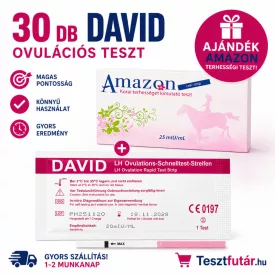   30 DB DAVID OVULÁCIÓS (LH) TESZTCSÍK 20 mIU + AJÁNDÉK AMAZON TERHESSÉGI TESZTCSÍK