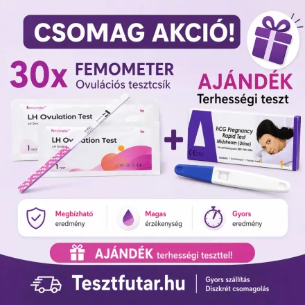 30 db Femometer Ovulációs tesztcsík + ajándék terhességi teszt 25 mIU ( ALLTEST ) 