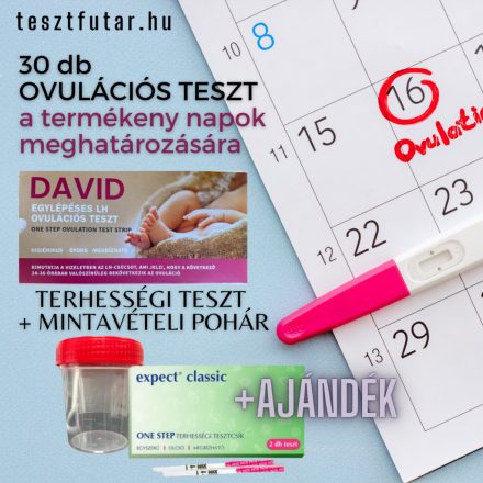 30 DB DAVID OVULÁCIÓS (LH) TESZTCSÍK 20 mIU + AJÁNDÉK TERHESSÉGI TESZT 2DB-OS