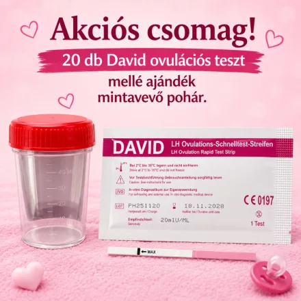 20 db DAVID Ovulációs ( LH ) tesztcsík + Ajándék mintavételi pohár