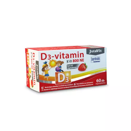 Jutavit D3-vitamin Kid 800NE (20µg). Eper ízű 60 rágótabletta